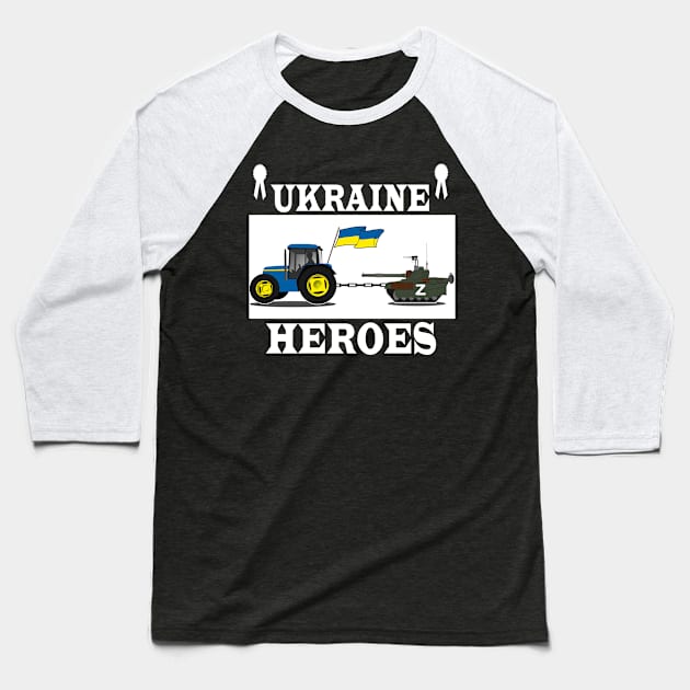 Ukrainian Tractor Pulling Tank Baseball T-Shirt by Elegance14